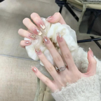 Handmade Medium Long Press On Nails, Luxury Ins Aesthetic Reusable Fake Nail Patches for Women.EP-0002