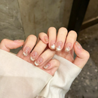 Sweet Pastry Retro French Polka Dot Silk Cat Eye Short Handmade Press On Nails.EP-0010
