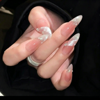 Long Coquette Sparkling Pearl Ribbon Luxury Cat Eye Handmade Press On Nails.EP-0012