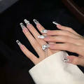 Starry Sky Sparkling Rhinestone Metal Butterfly Reusable Handmade Press On Nails.EP-0013