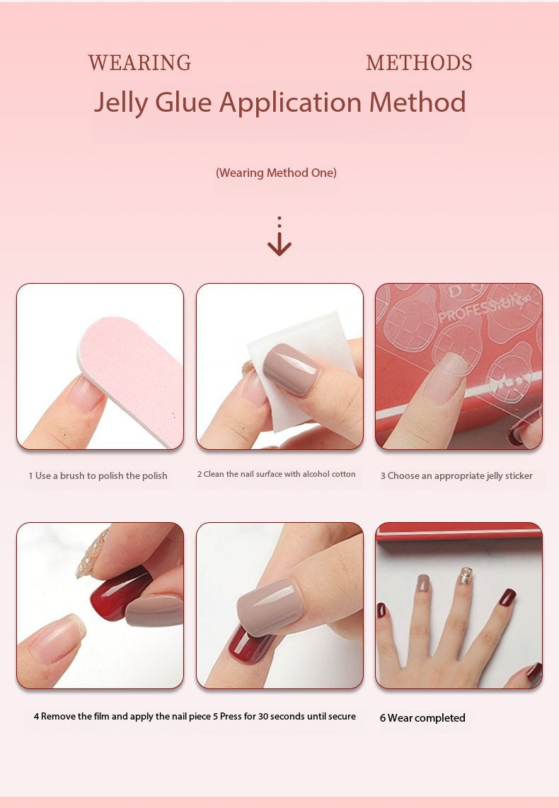 No Regrets Handmade Press On Nails Nude Clear Glass Pearl Luxury Transparent Skin-Friendly Premium False Nails.EP-0007