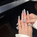 Starry Sky Sparkling Rhinestone Metal Butterfly Reusable Handmade Press On Nails.EP-0013