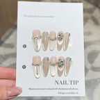 Medium Long Press On Nails, Handmade Luxury Ins Aesthetic False Nails.EP-0005