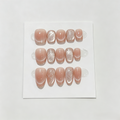 Nude Blush Cat Eye French Tip Press On Nails | Minimalist Handmade Set
