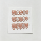 Nude Blush Cat Eye French Tip Press On Nails | Minimalist Handmade Set