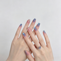 Icy Blue Cat Eye Press On Nails | Handmade Short Shimmer Set
