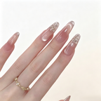 Handmade Nude Press On Nails | Glass Pearl Luxury Reusable Set