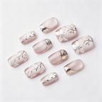 Gold Rose Cat Eye Press On Nails | Ice Crystal 3D Hand-Painted Set
