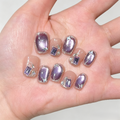 Purple Sparkle Cat Eye Press On Nails | Handmade Chrome Glitter Set