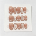 Nude Blush Cat Eye French Tip Press On Nails | Minimalist Handmade Set