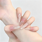 Icy Sheer Cat Eye French Tip Press On Nails | Sparkle Polka Dot Set