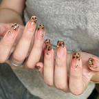 Maillard Leopard Print Cat Eye Short Handmade Reusable Press On Nails.EP-0014