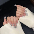 Starry Sky Sparkling Rhinestone Metal Butterfly Reusable Handmade Press On Nails.EP-0013